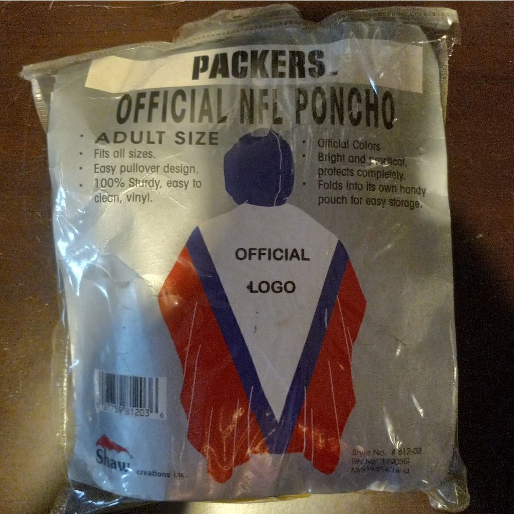 Green Bay Packets Official NFL Licensed Poncho